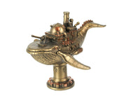 Antique Bronze Finish Blue Whale Warship Tabletop Décor Resin Statue, 13 Inches Long - Enchanting Steampunk Adventure