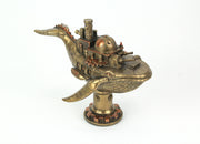 Antique Bronze Finish Blue Whale Warship Tabletop Décor Resin Statue, 13 Inches Long - Enchanting Steampunk Adventure