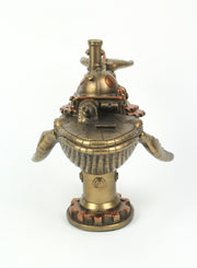 Antique Bronze Finish Blue Whale Warship Tabletop Décor Resin Statue, 13 Inches Long - Enchanting Steampunk Adventure