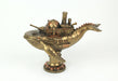 Antique Bronze Finish Blue Whale Warship Tabletop Décor Resin Statue, 13 Inches Long - Enchanting Steampunk Adventure