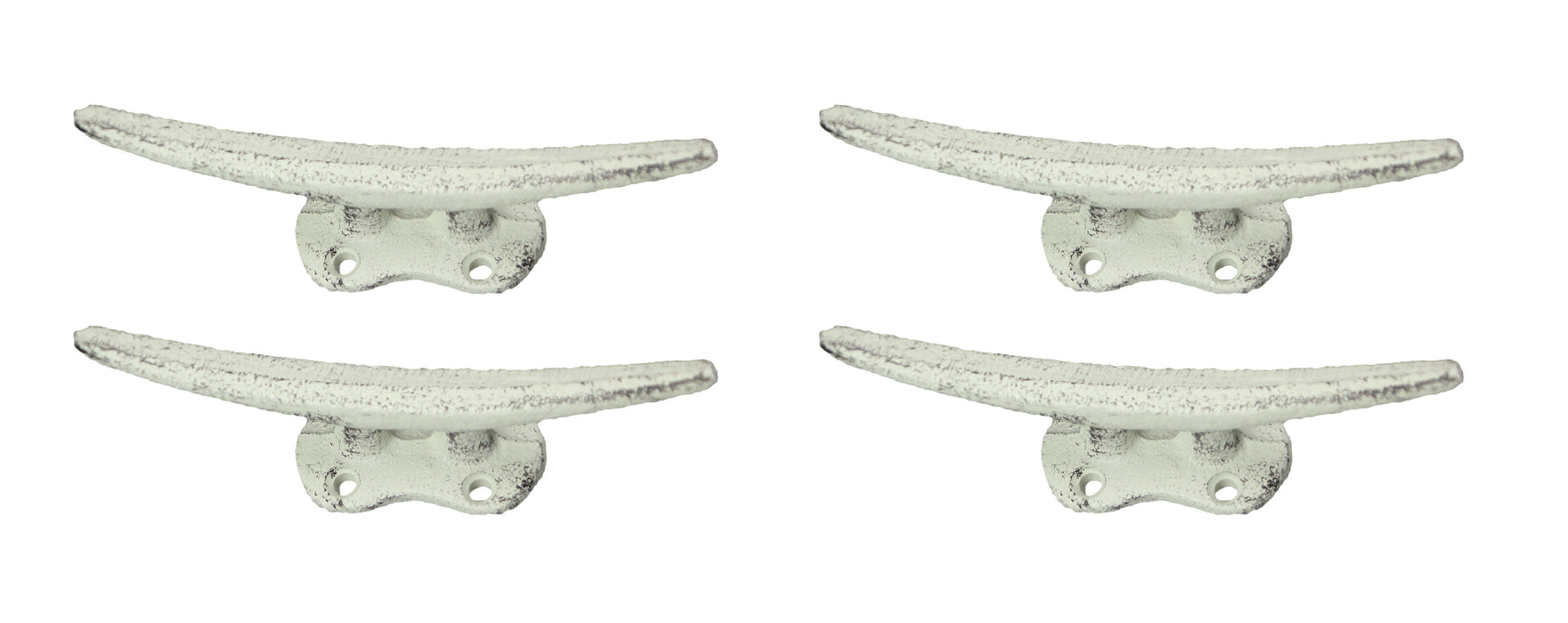White - Image 1 - Set of 4 Weathered White Cast Iron Nautical Décor Boat Cleat Wall Hooks/Drawer Pulls