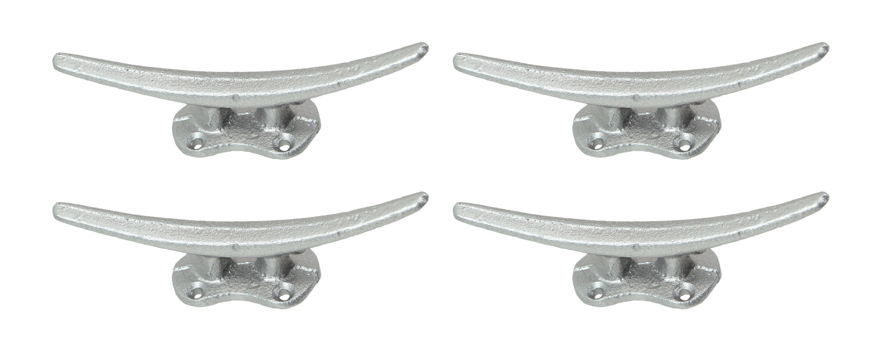 Silver - Image 1 - Set of 4 Metallic Silver Finish Cast Iron Boat Cleat Wall Hooks / Drawer Pulls Cabinet Handles - Nautical