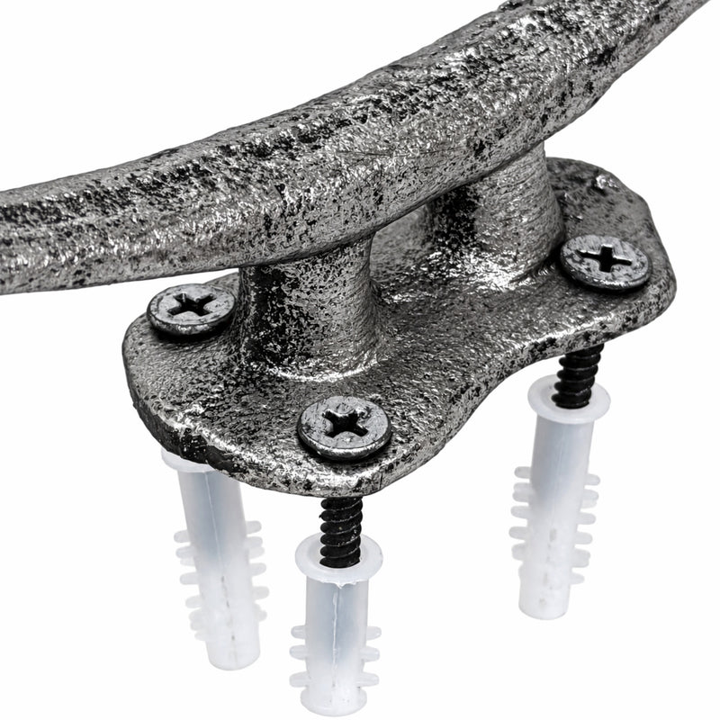 Silver - Image 3 - Set of 4 Boat Cleat Wall Hooks, 5.75 Inch Tall Metallic Silver