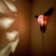 Southwestern Style Steer Skull Resin Decorative Wall Sconce Or Table Accent Lamp with Removable Metal Stand & LED Bulb