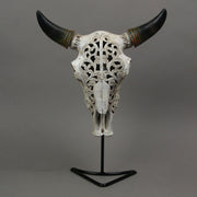 Southwestern Style Steer Skull Resin Decorative Wall Sconce Or Table Accent Lamp with Removable Metal Stand & LED Bulb