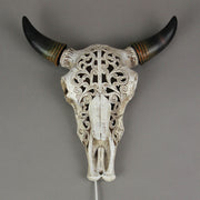 Southwestern Style Steer Skull Resin Decorative Wall Sconce Or Table Accent Lamp with Removable Metal Stand & LED Bulb