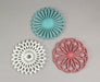 Enchanting Set of 3 Cast Iron Floral Bloom Trivets - Rustic Kitchen Decorative Accessories with Bright Colors and Geometric