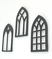Set of 3 Black Cast Iron Gothic Cathedral Window Frame Design Hot Plate Trivets - Versatile 8-Inch Kitchen Table Accessories