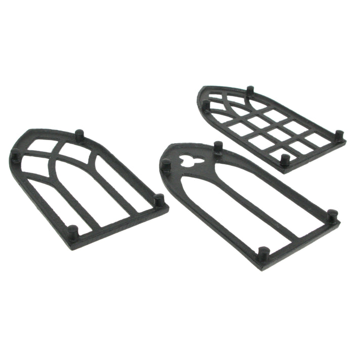 Set of 3 Black Cast Iron Gothic Cathedral Window Frame Design Hot Plate Trivets - Versatile 8-Inch Kitchen Table Accessories