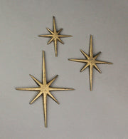 Gold - Image 4 - Set of 3 Gold Finish Cast Iron 8-Pointed Atomic Starburst Wall Hangings - Mid-Century Modern Elegance - Easy