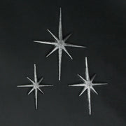 Silver - Image 3 - Set of 3 Silver Finish Cast Iron 8-Pointed Atomic Starburst Wall Hangings Mid Century Modern Décor Stars: