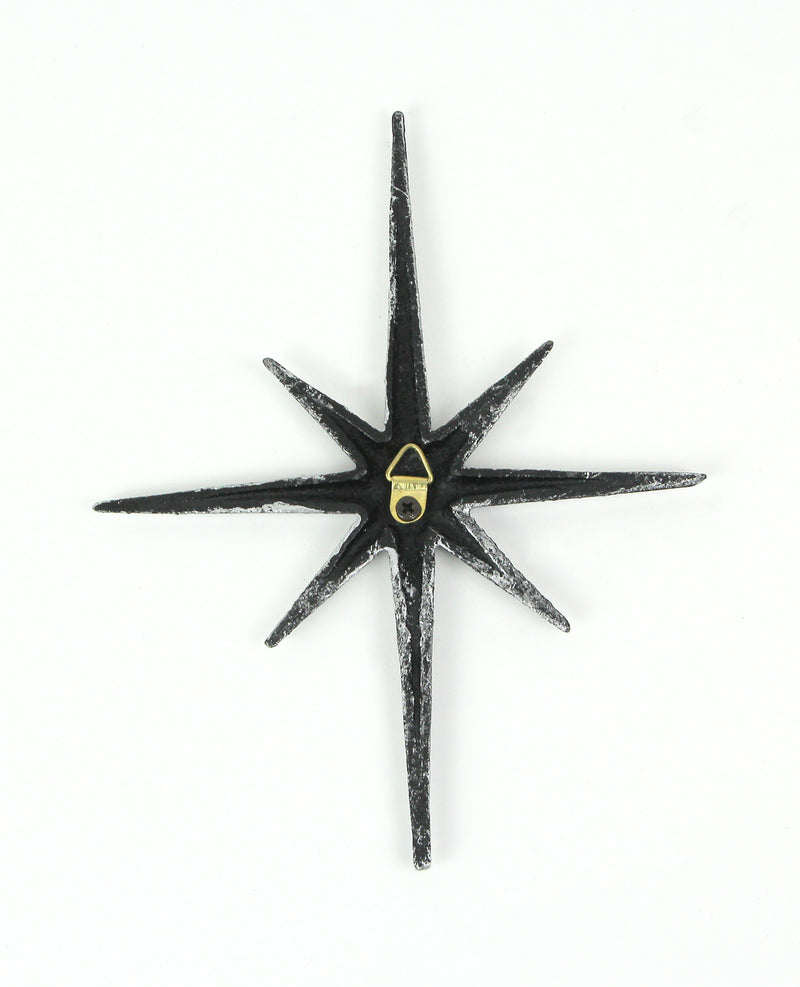 Silver - Image 5 - Set of 3 Silver Finish Cast Iron 8-Pointed Atomic Starburst Wall Hangings Mid Century Modern Décor Stars: