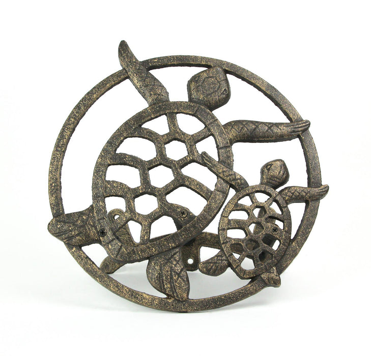 Bronze - Image 6 - Bronze Sea Turtle Cast Iron Hose Holder: Decorative Wall-Mounted Garden Hose Hanger - Nautical Outdoor