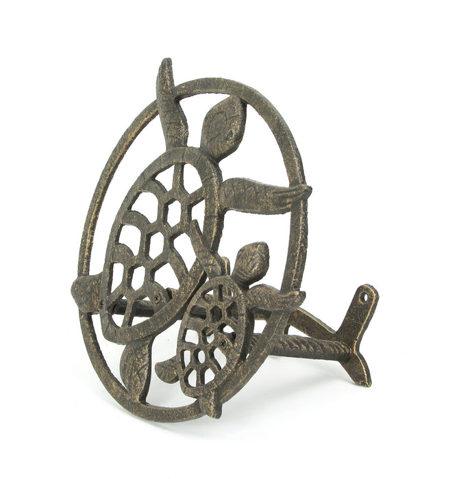 Bronze - Image 4 - Bronze Sea Turtle Cast Iron Hose Holder: Decorative Wall-Mounted Garden Hose Hanger - Nautical Outdoor