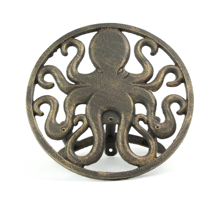 Bronze - Image 5 - Cast Iron 12 inch Octopus Decorative Wall Mounted Hanging Garden Hose Hanger Holder Bronze Finish - 125 ft