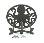 Bronze - Image 4 - Cast Iron 12 inch Octopus Decorative Wall Mounted Hanging Garden Hose Hanger Bronze Finish - 125 ft Hose