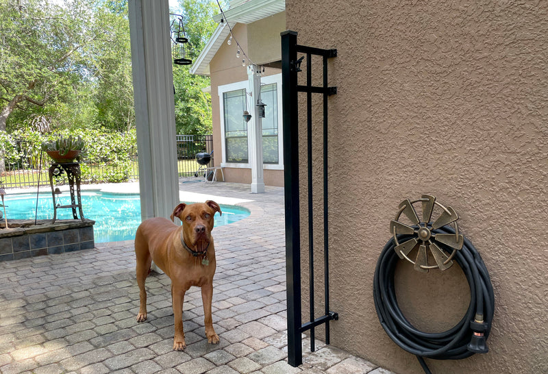 Bronze Finish Cast Iron Farmhouse Windmill Decorative Wall Mounted Garden Hose Hanger Outdoor Hose Holder Decor - 12 Inches