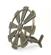 Bronze Finish Cast Iron Farmhouse Windmill Decorative Wall Mounted Garden Hose Hanger Outdoor Hose Holder Decor - 12 Inches