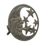 Cast Iron Crescent Moon Face and Stars Decorative Wall Mounted Hanging Garden Hose Hanger Bronze Finish  - Outdoor Hose
