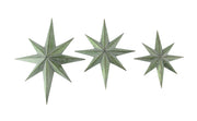 Set of 3 Exquisite Mid-Century Modern Galvanized Zinc Finish 8 Pointed Compass Star Wall Hangings - Metal Sculptures for