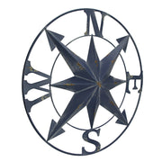Blue - Image 7 - Distressed Dark Blue Metal Nautical Compass Rose Wall Hanging - Vintage Coastal Seaside Charm - 24 Inches in