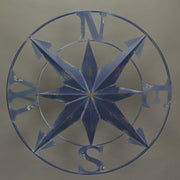 Blue - Image 9 - Distressed Dark Blue Metal Nautical Compass Rose Wall Hanging - Vintage Coastal Seaside Charm - 24 Inches in