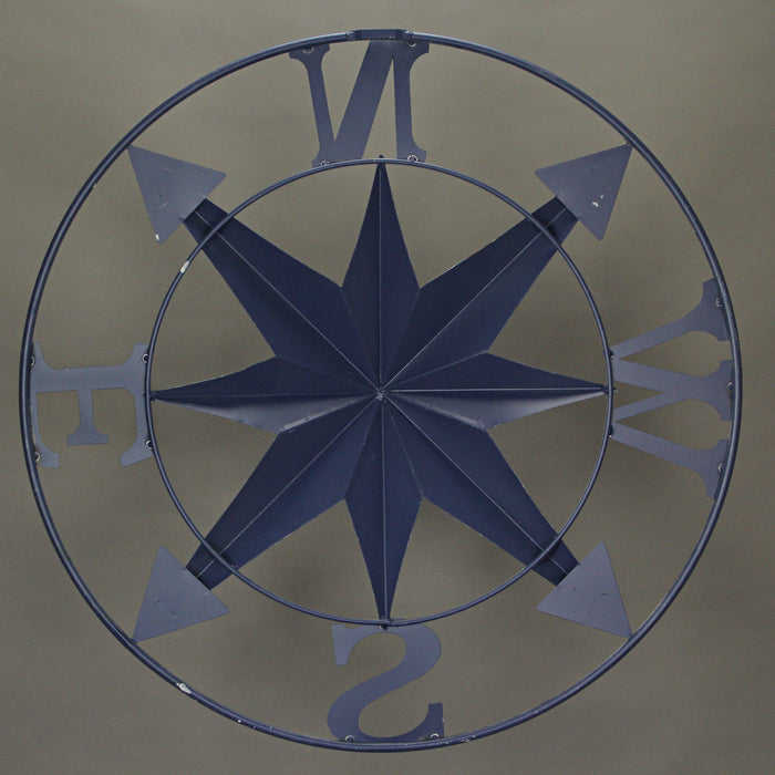 Blue - Image 10 - Distressed Dark Blue Metal Nautical Compass Rose Wall Hanging - Vintage Coastal Seaside Charm - 24 Inches