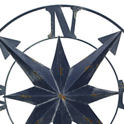 Blue - Image 2 - Distressed Dark Blue Metal Nautical Compass Rose Wall Hanging - Vintage Coastal Seaside Charm - 24 Inches in