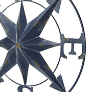 Blue - Image 6 - Distressed Dark Blue Metal Nautical Compass Rose Wall Hanging - Vintage Coastal Seaside Charm - 24 Inches in