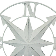 White - Image 2 - Distressed White Finish Metal Nautical Compass Rose Wall Hanging - Timeless Coastal Elegance for Your Home