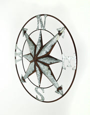 Silver - Image 2 - Distressed Galvanized Gray Nautical Compass Rose Wall Art - Weathered Finish, Coastal Decor Accent,