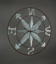 Silver - Image 4 - Distressed Galvanized Gray Nautical Compass Rose Wall Art - Weathered Finish, Coastal Decor Accent,