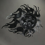 Rustic Aged Brass Finish Metal Celestial Smiling Sun Face Wall Art Hanging: Indoor/Outdoor Garden Decor Plaque - Decorative