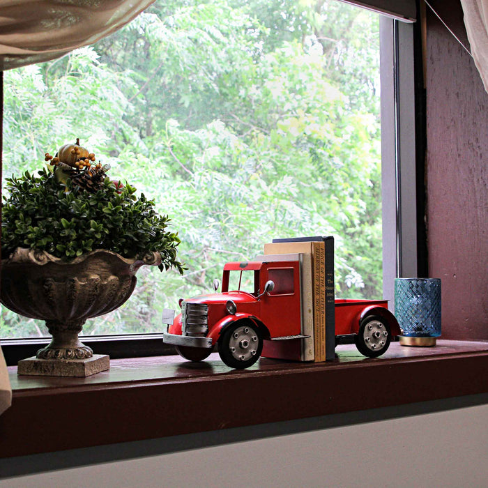 Red - Image 4 - Vintage Pickup Truck Metal Bookends with Weathered Red Finish - Charming Front and Back Design - Perfect for