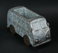Distressed Galvanized Grey Zinc Finish Vintage Surfer Van Metal Planter for Charming Indoor or Outdoor Décor - Whimsical