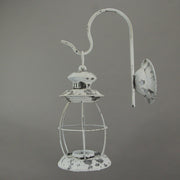 Black - Image 2 - Lantern Candle Sconce, 16 Inch Distressed White Metal Wall Mount