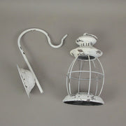 Black - Image 4 - Lantern Candle Sconce, 16 Inch Distressed White Metal Wall Mount
