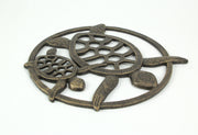Charming Seaside Coastal Charm: Antique Bronze Finished Cast Iron Sea Turtles Wall Décor Hanging - 12.75 Inches High -