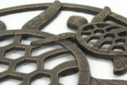 Charming Seaside Coastal Charm: Antique Bronze Finished Cast Iron Sea Turtles Wall Décor Hanging - 12.75 Inches High -