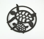 Charming Seaside Coastal Charm: Antique Bronze Finished Cast Iron Sea Turtles Wall Décor Hanging - 12.75 Inches High -