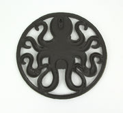 Captivating Antique Bronze Cast Iron Octopus Wall Hanging: 11.75 Inches in Diameter, Stylish Coastal and Ocean Decor Accent