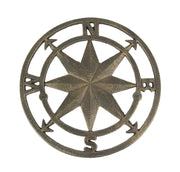 Antique Bronze Finish Cast Iron Nautical Compass Rose Wall Décor - Coastal Elegance for Bedrooms, Hallways, Porches, or
