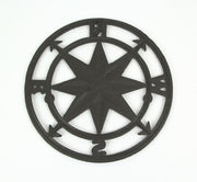 Antique Bronze Finish Cast Iron Nautical Compass Rose Wall Décor - Coastal Elegance for Bedrooms, Hallways, Porches, or