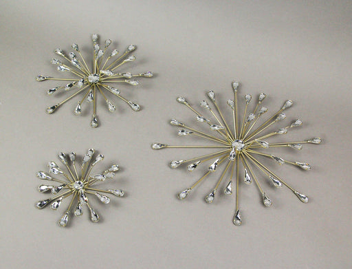 Set of 6 Starburst Wall Sculptures, Gold Crystal, 6 to 12 Inch Diameter Image 2
