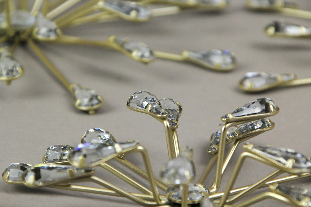 Gold - Image 3 - Set of 3 Gold Finish Teardrop Crystal Jeweled Rhinestone Starburst Metal Wall Hangings Art Decorative