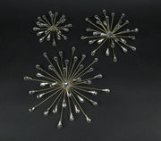 Gold - Image 6 - Set of 3 Gold Finish Teardrop Crystal Jeweled Rhinestone Starburst Metal Wall Hangings Art Decorative
