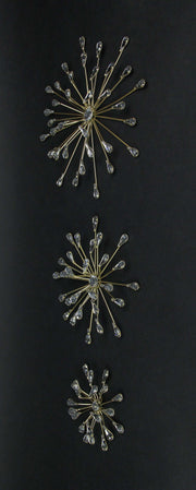 Set of 6 Starburst Wall Sculptures, Gold Crystal, 6 to 12 Inch Diameter Image 7