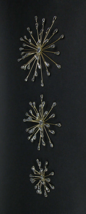 Gold - Image 7 - Set of 3 Gold Finish Teardrop Crystal Jeweled Rhinestone Starburst Metal Wall Hangings Art Decorative