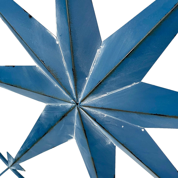 Blue - Image 3 - Aegean Blue Distressed Finish Large Metal Nautical Compass Rose Wall Art Sculpture - Beautiful Coastal