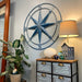 Blue - Image 5 - Aegean Blue Distressed Finish Large Metal Nautical Compass Rose Wall Art Sculpture - Beautiful Coastal